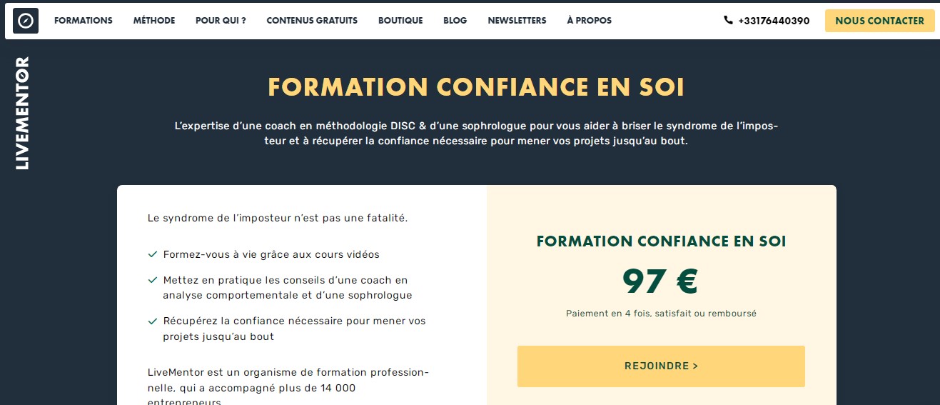 Formation Confiance en soi Livementor - Academun