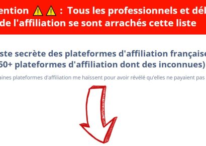 La liste secrète des plateformes d'affiliation